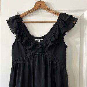 Minuet Ruffle Neck Babydolll Mini Dress Hi Lo Hem Sz L w MEASUREMENTS